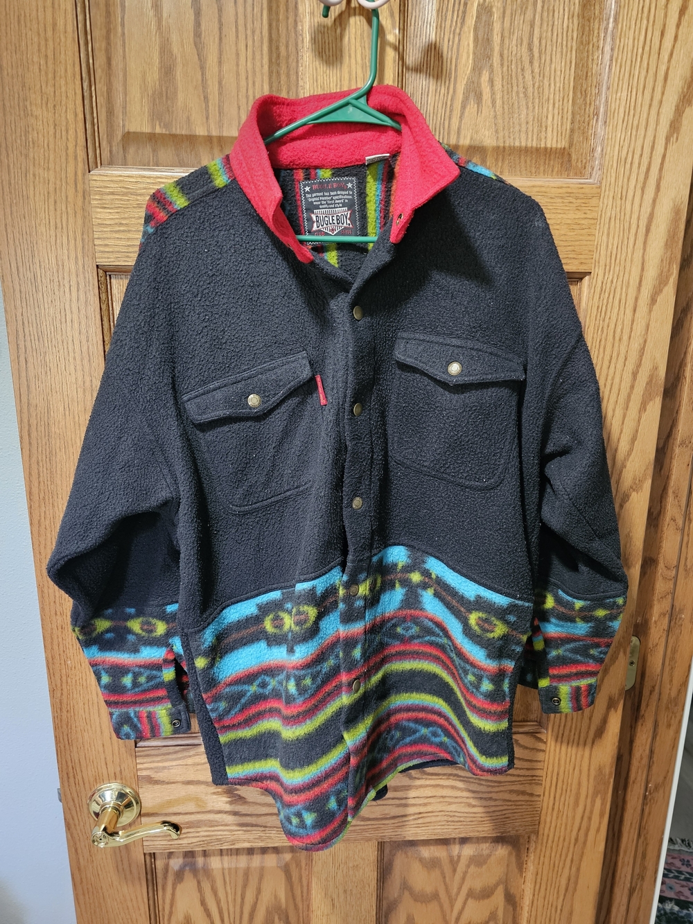 Vintage Bugle Boy Sweater Mens L Button Fleece Aztec Southwestern Top Vintage